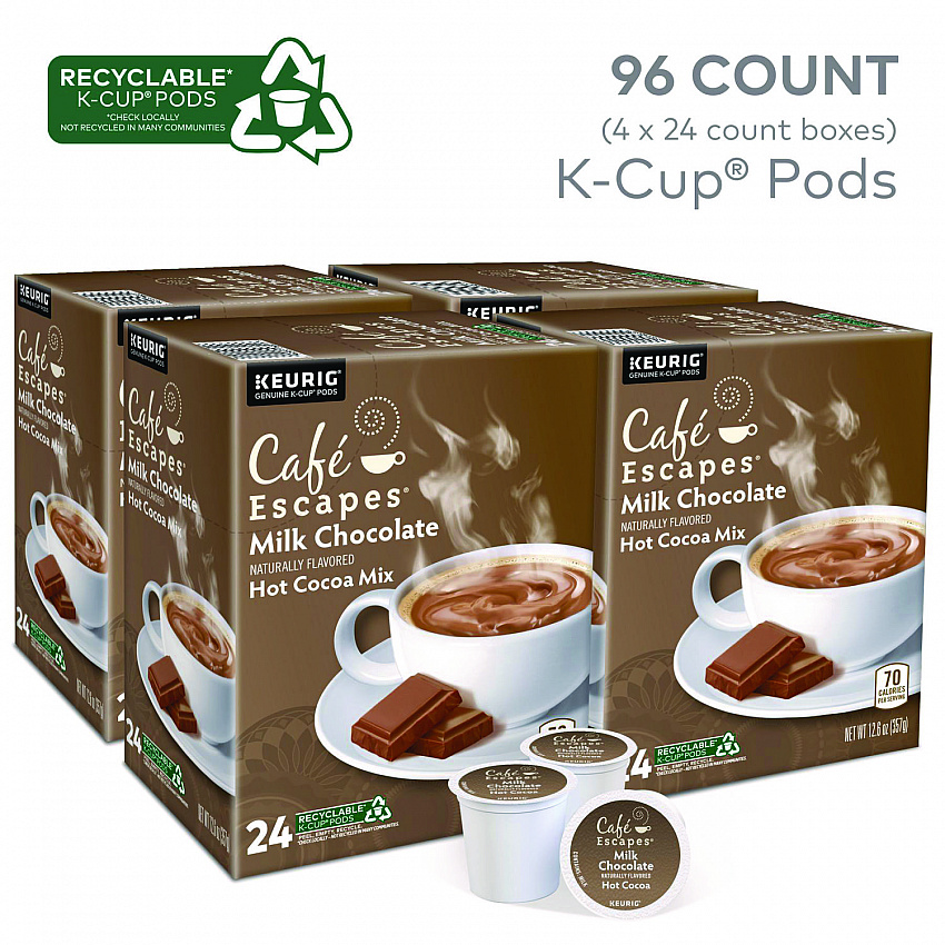 Cafe Escapes Milk Chocolate Hot Cocoa K-Cups, 96/Carton (6801CT)
