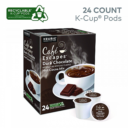 Cafe Escapes Dark Chocolate Hot Cocoa K-Cups, 24/Box (6802)