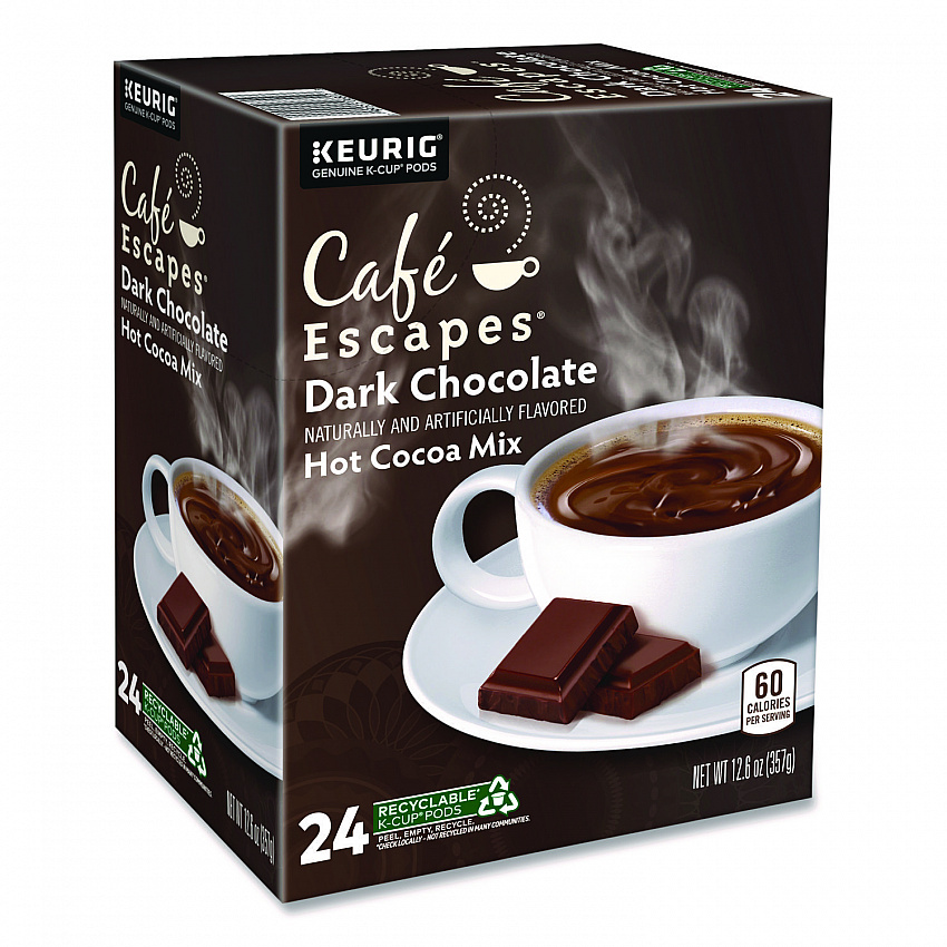 Dark Chocolate Hot Cocoa K-Cups, 24/Box, 4 Box/Carton (6802CT)