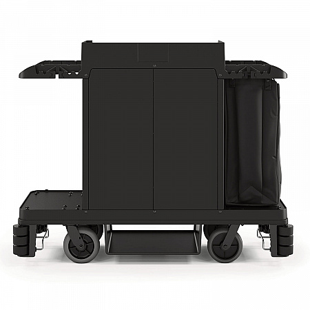 Premium Housekeeping Cart, Plastic, 1 Shelf, 24 x 62.13 x 49.75, Black (HKC2000)