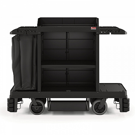 Premium Housekeeping Cart, Plastic, 1 Shelf, 24 x 62.13 x 49.75, Black (HKC2000)
