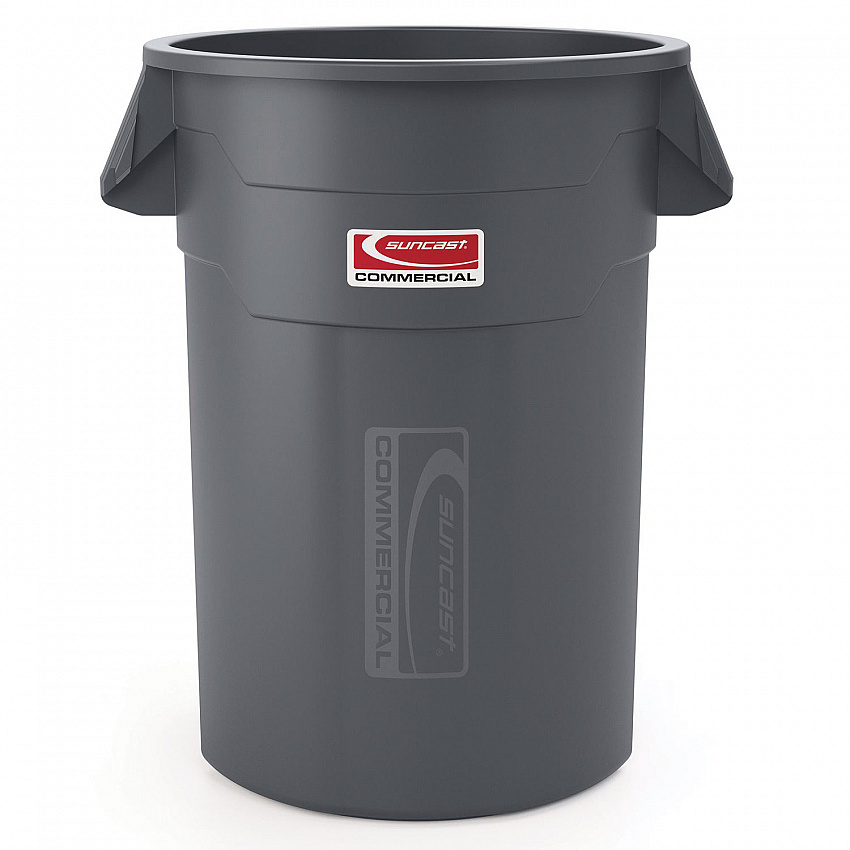 Utility Trash Can, 56.9 gal, Plastic, Gray (TCU55)