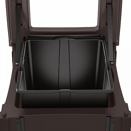 Resin Customizable Garbage Can with Open Lid, 34.4 gal, Plastic, Java (RMCC3502)