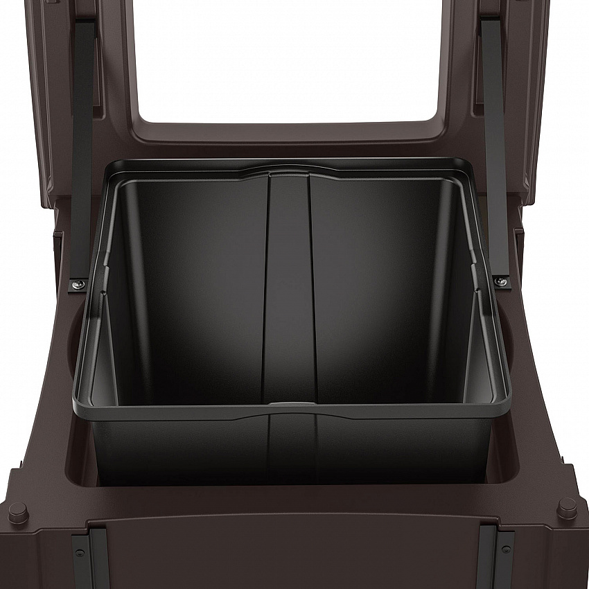 Resin Customizable Garbage Can with Open Lid, 34.4 gal, Plastic, Java (RMCC3502)