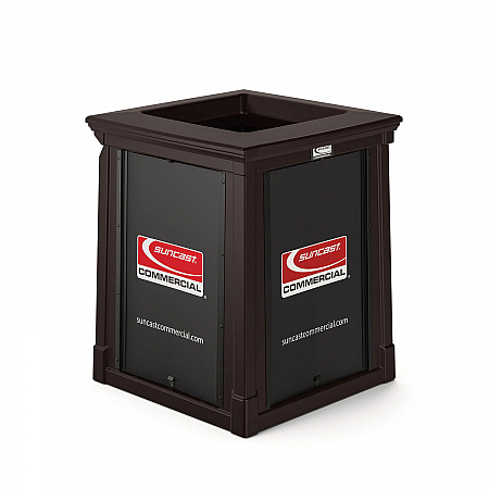 Resin Customizable Garbage Can with Open Lid, 34.4 gal, Plastic, Java (RMCC3502)
