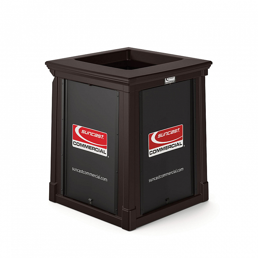 Resin Customizable Garbage Can with Open Lid, 34.4 gal, Plastic, Java (RMCC3502)