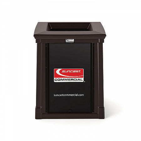 Resin Customizable Garbage Can with Open Lid, 34.4 gal, Plastic, Java (RMCC3502)