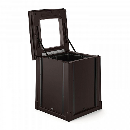 Resin Customizable Garbage Can with Open Lid, 34.4 gal, Plastic, Java (RMCC3502)