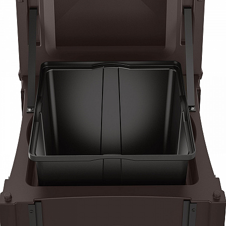 Resin Customizable Garbage Can with Covered Lid, 34.4 gal, Plastic, Java (RMCC3501)