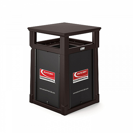 Resin Customizable Garbage Can with Covered Lid, 34.4 gal, Plastic, Java (RMCC3501)