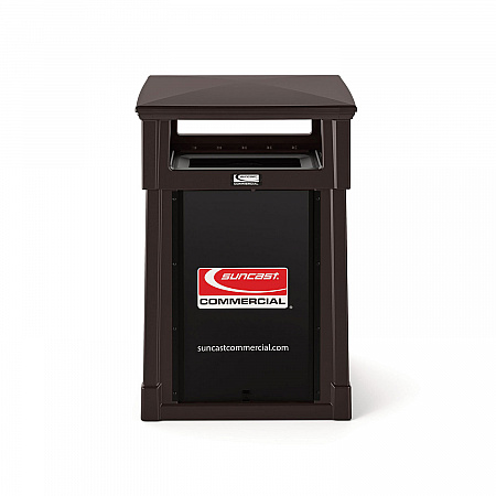 Resin Customizable Garbage Can with Covered Lid, 34.4 gal, Plastic, Java (RMCC3501)