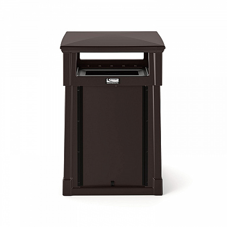 Resin Customizable Garbage Can with Covered Lid, 34.4 gal, Plastic, Java (RMCC3501)