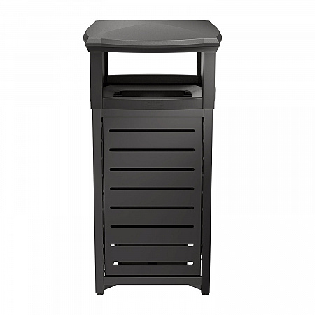 Outdoor Decorative Metal Square Trash Can with Two-Way Lid, 29 gal, Plastic, Black (MTCSQ300)