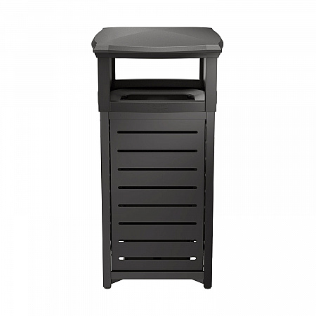 Outdoor Decorative Metal Square Trash Can with Two-Way Lid, 29 gal, Plastic, Black (MTCSQ300)