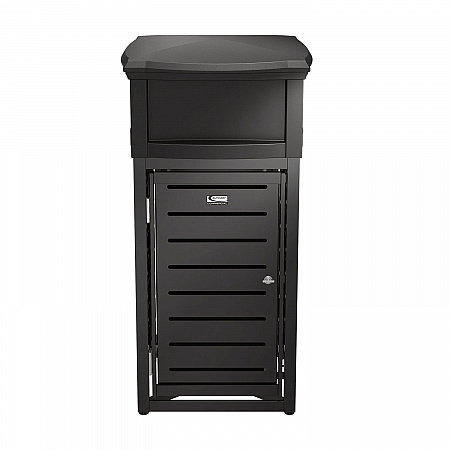 Outdoor Decorative Metal Square Trash Can with Two-Way Lid, 29 gal, Plastic, Black (MTCSQ300)
