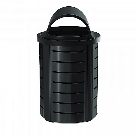Outdoor Decorative Metal Trash Can with Roto-Molded Lid, 35.38 gal, Plastic, Black (MTCRND3501)