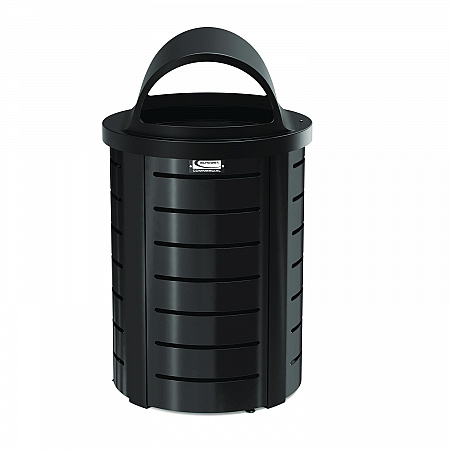 Outdoor Decorative Metal Trash Can with Roto-Molded Lid, 35.38 gal, Plastic, Black (MTCRND3501)