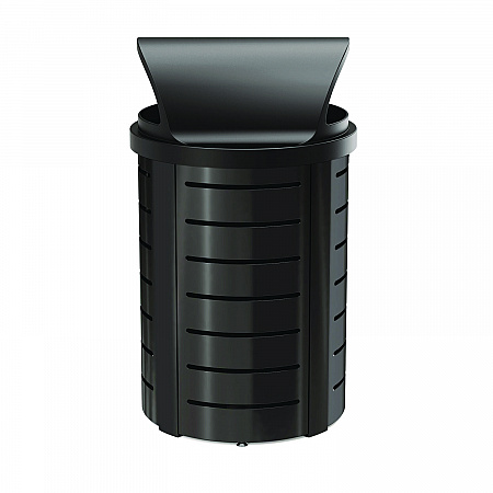 Outdoor Decorative Metal Trash Can with Roto-Molded Lid, 35.38 gal, Plastic, Black (MTCRND3501)