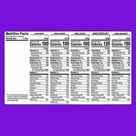 Cereal Assortment Pack, Assorted Flavors, Single Serve Box, 25/Carton (22002287)