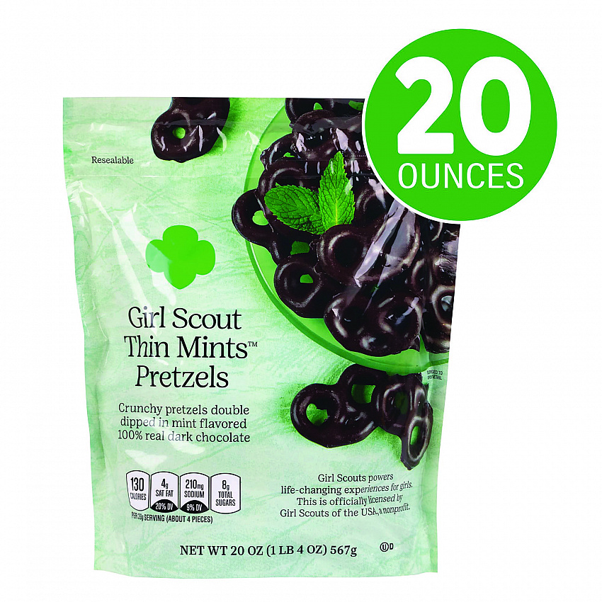Thin Mints Pretzels, Mint Chocolate, 20 oz Bag (22002340)