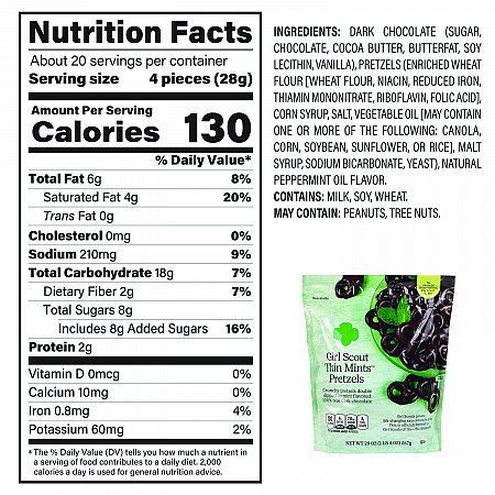 Thin Mints Pretzels, Mint Chocolate, 20 oz Bag (22002340)