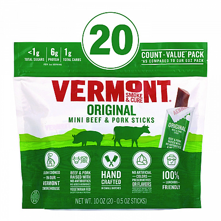 Original Flavor Mini Snack Sticks, Beef, 0.5 oz Individually Wrapped, 20/Carton (22002353)