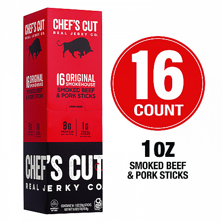 Original Smokehouse Beef and Pork Meat Stick, 1 oz Individually Wrapped, 16/Carton (22002354)