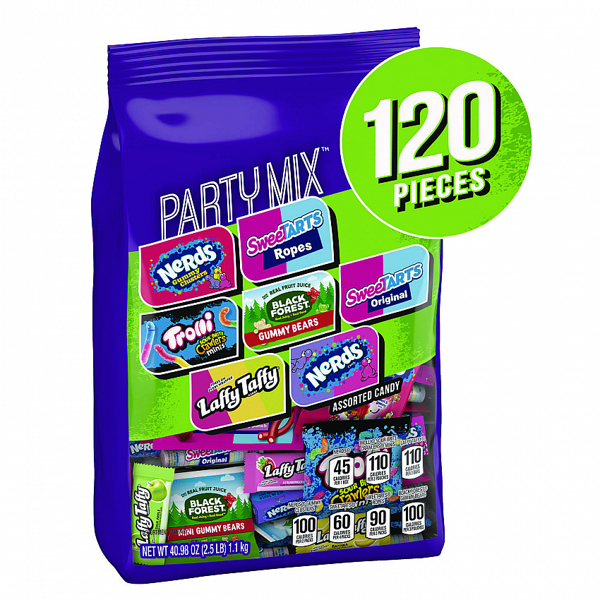 Party Mix Stand-Up Bag, 120 Pieces, Assorted Flavors, 2.5 lb Bag (22002359)