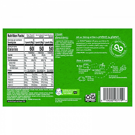 Organic 2nd Foods Baby Food Pouches, Assorted Flavors, 3.5 oz Pouch, 12/Carton (22002367)