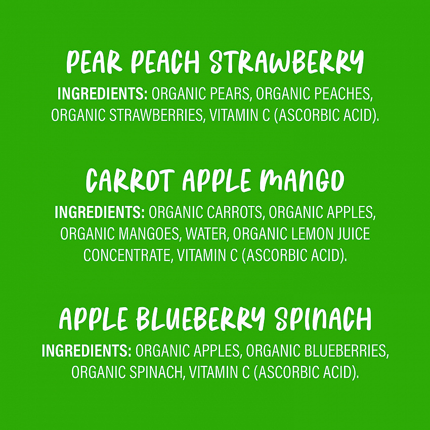 Organic 2nd Foods Baby Food Pouches, Assorted Flavors, 3.5 oz Pouch, 12/Carton (22002367)