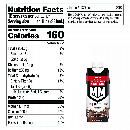 Genuine Chocolate Protein Shake, 11 oz Carton, 18/Carton (22002378)