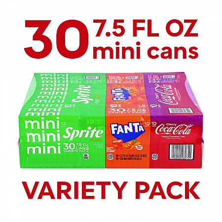 Mini Cans Variety Pack, Assorted Flavors, 7.5 oz Can, 30/Carton (22002379)