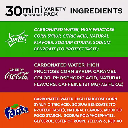 Mini Cans Variety Pack, Assorted Flavors, 7.5 oz Can, 30/Carton (22002379)