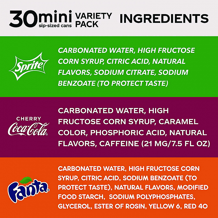 Mini Cans Variety Pack, Assorted Flavors, 7.5 oz Can, 30/Carton (22002379)