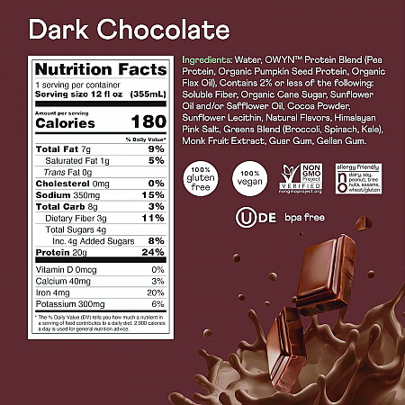 20 g Protein Drink, Chocolate, 12 oz Bottle, 12/Carton (38200001)