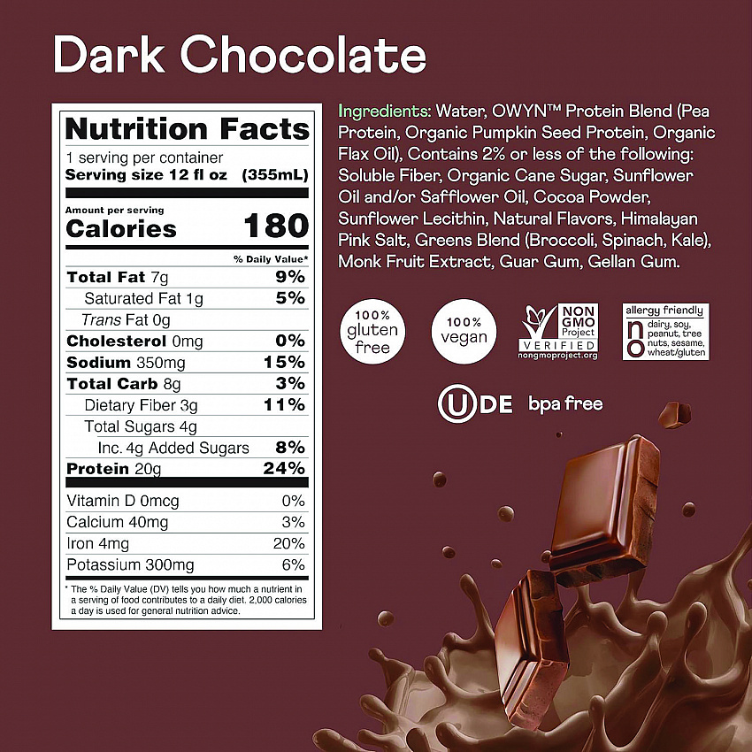 20 g Protein Drink, Chocolate, 12 oz Bottle, 12/Carton (38200001)