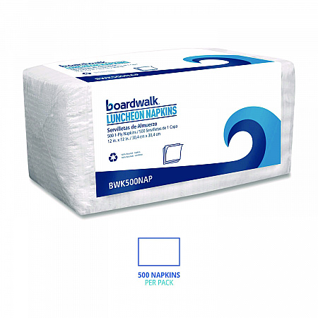 1/4-Fold Lunch Napkins, 1-Ply, 12 x 12, White, 500/Pack (500NAPPK)