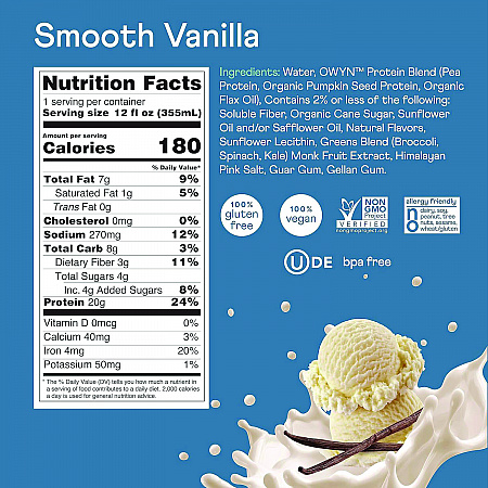 20 g Protein Drink, Vanilla, 12 oz Bottle, 12/Carton (38200002)