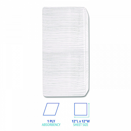 1/4-Fold Lunch Napkins, 1-Ply, 12 x 12, White, 500/Pack (500NAPPK)