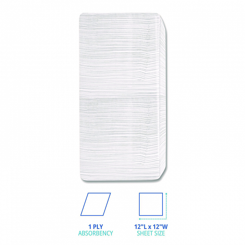 1/4-Fold Lunch Napkins, 1-Ply, 12 x 12, White, 500/Pack (500NAPPK)