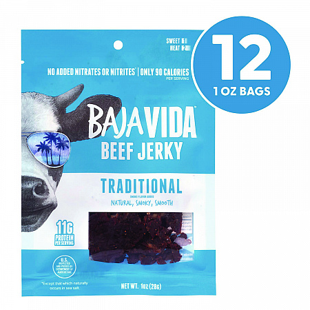 Beef Jerky Traditional Snack Pack, Original, 1 oz Packet, 12/Carton (22002304)