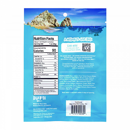 Beef Jerky Traditional Snack Pack, Original, 1 oz Packet, 12/Carton (22002304)