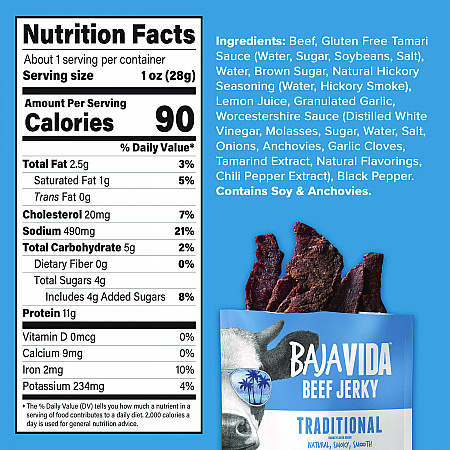 Beef Jerky Traditional Snack Pack, Original, 1 oz Packet, 12/Carton (22002304)