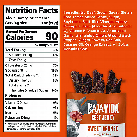 Beef Jerky Sweet Orange Snack Pack, Sweet Orange, 1 oz Packet, 12/Carton (22002306)