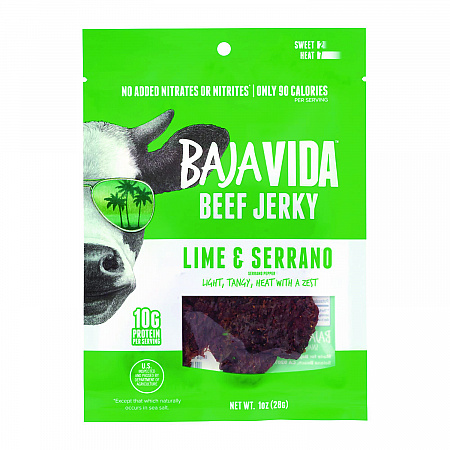 Beef Jerky Lime and Serrano Pepper Snack Pack, Lime and Serrano Pepper, 1 oz Packet, 12/Carton (22002307)