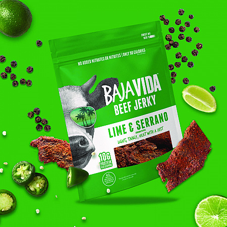 Beef Jerky Lime and Serrano Pepper Snack Pack, Lime and Serrano Pepper, 1 oz Packet, 12/Carton (22002307)