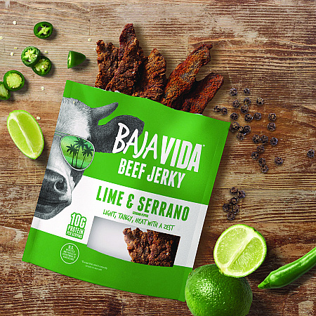 Beef Jerky Lime and Serrano Pepper Snack Pack, Lime and Serrano Pepper, 1 oz Packet, 12/Carton (22002307)
