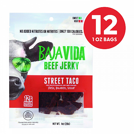 Beef Jerky Street Taco Snack Pack, Street Taco, 1 oz Packet, 12/Carton (22002308)