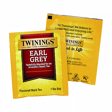 Tea Bags, Earl Grey, Individually Wrapped, 100/Carton (22002386)