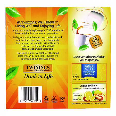 Tea Bags, Earl Grey, Individually Wrapped, 100/Carton (22002386)